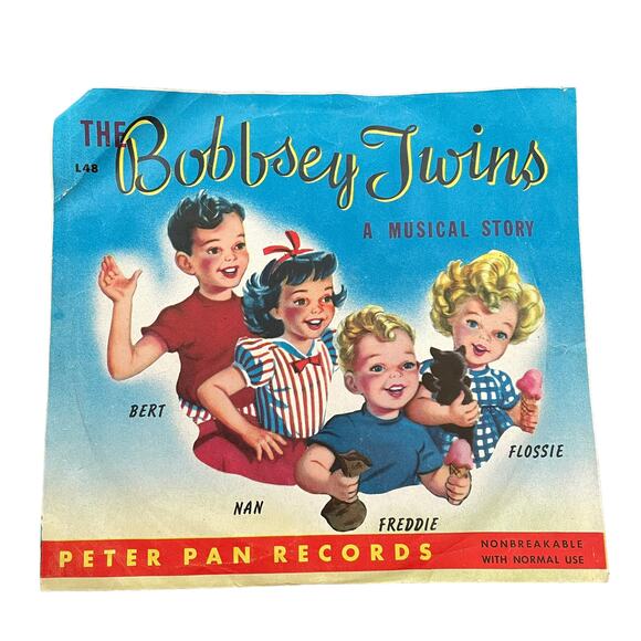 The Bobbsey Twins Vintage 1952 Peter Pan Records Red Child Vinyl LP & Sleeve 7” - Picture 2 of 10